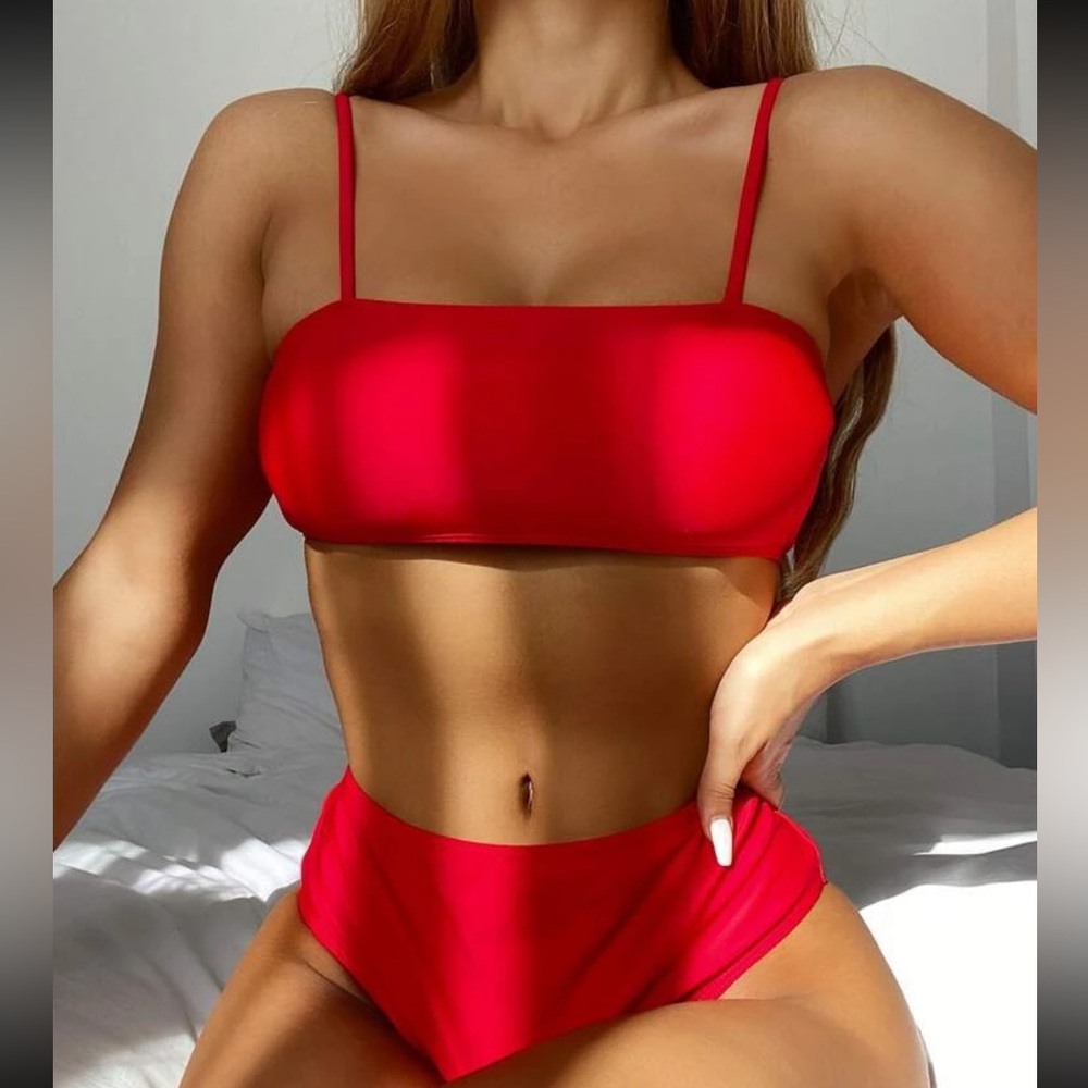 3pack Color Block Bikini Swimsuit & Cover Up